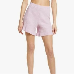 WAYF'98 GELLER RUFFLE HEM SHORTS IN LAVENDER